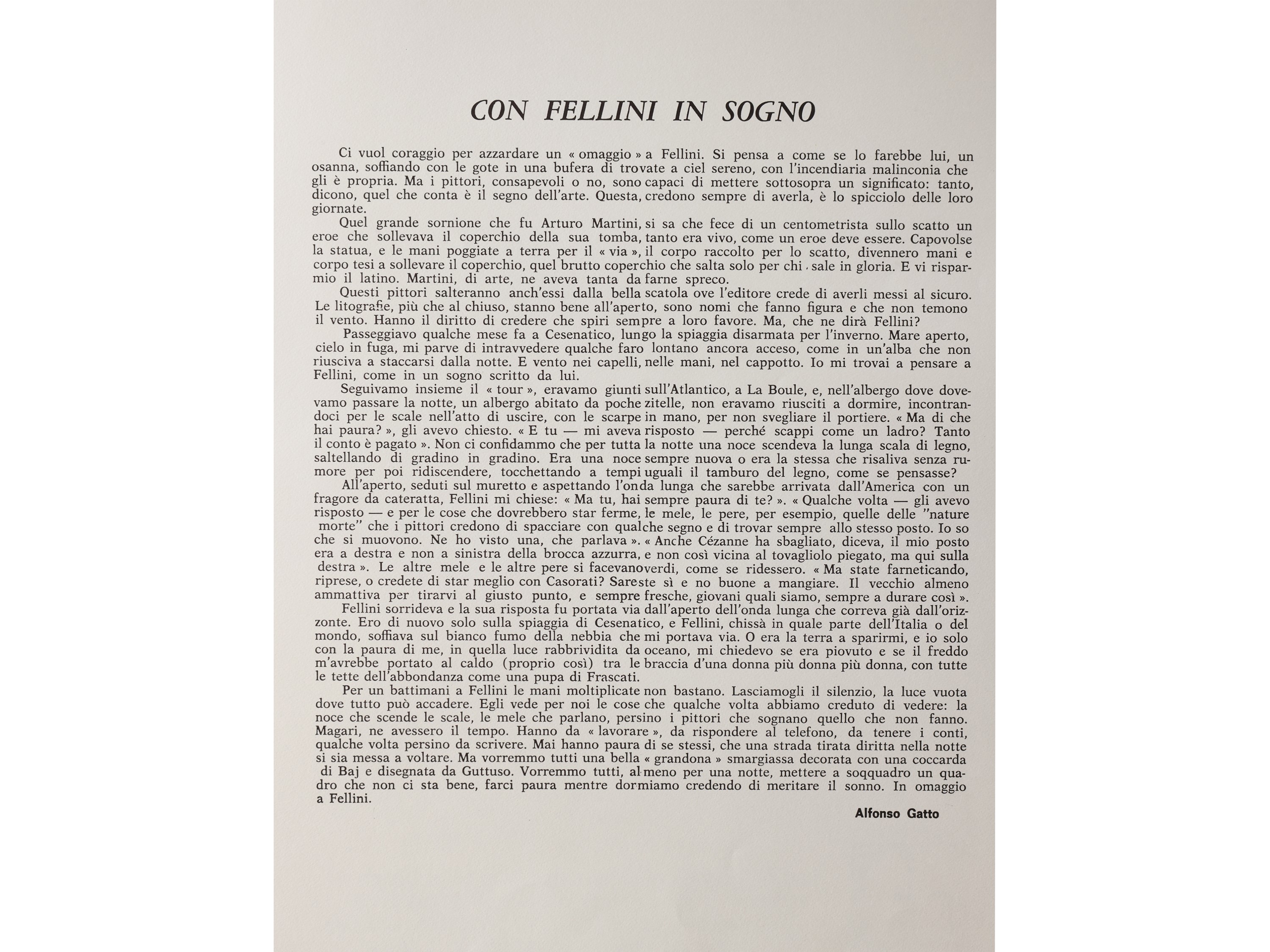Renato Guttuso, Omaggio a Fellini