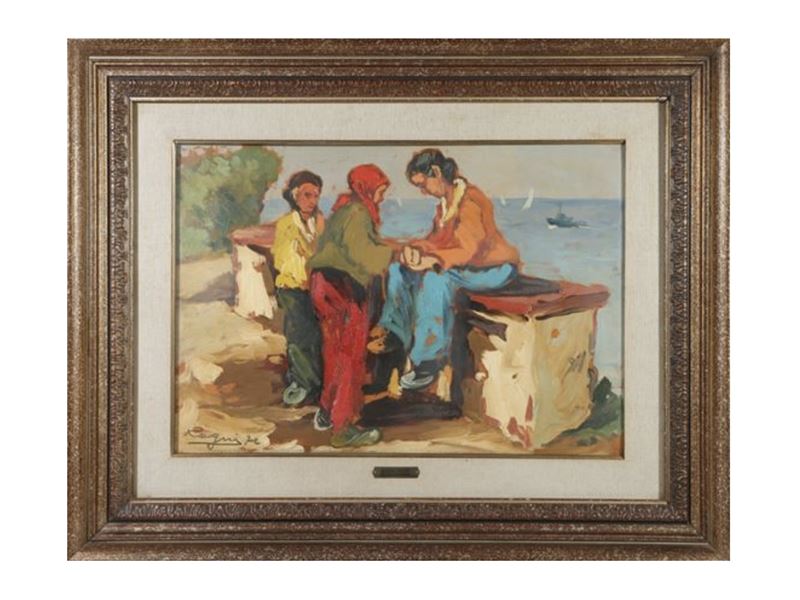 Basso Ragni - Figure in un paesaggio marino
