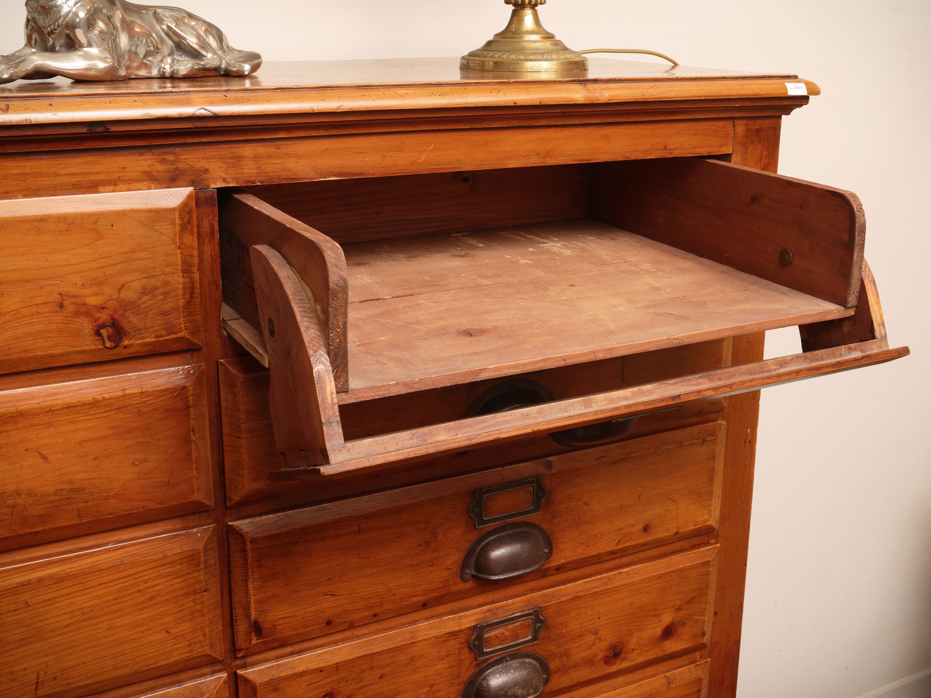 Cassettiera da archivio in legno tenero, inizio del XX secolo