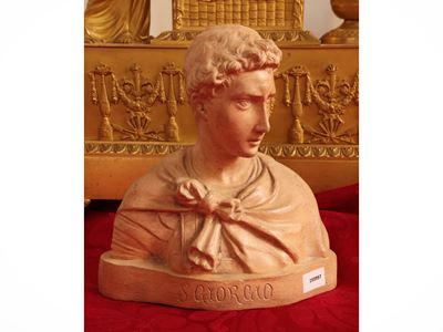 San Giorgio, busto in terracotta, altezza 17 cm