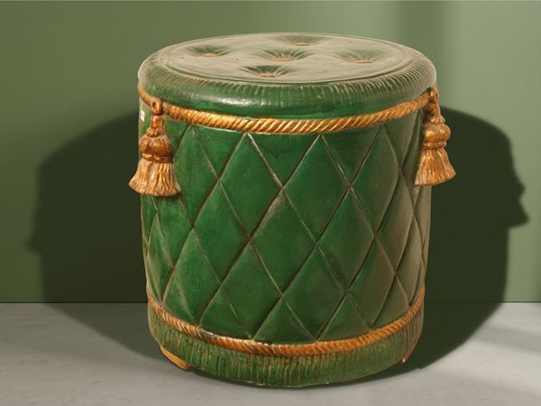 Glazed terracotta drum stool  (Signa, Pugi Manufacture)  - Auction Florentine Residences - Maison Bibelot - Casa d'Aste Firenze - Milano