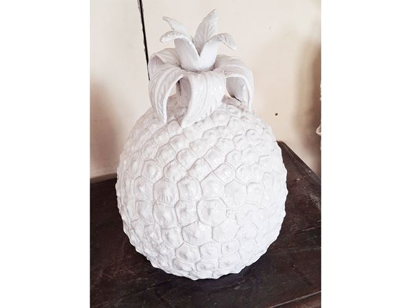 Lamp base in white glazed terracotta