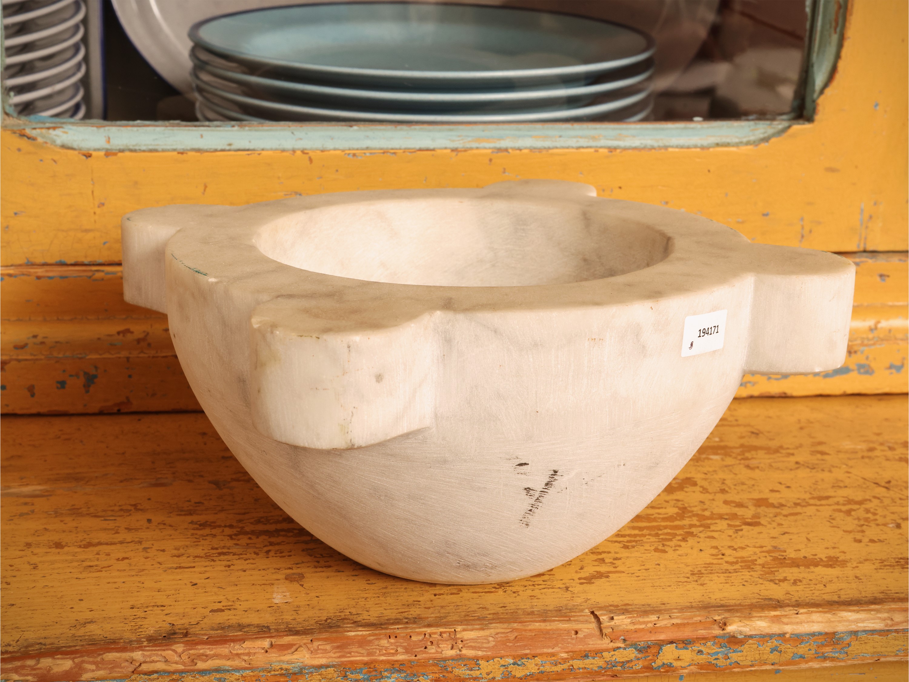Mortaio in marmo bianco, diametro 25 cm