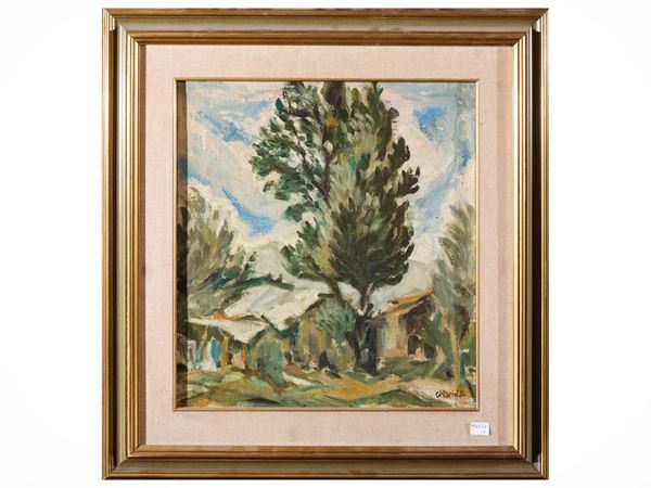 Bruno Chiarini - Tree-lined landscape - Allegorical figure