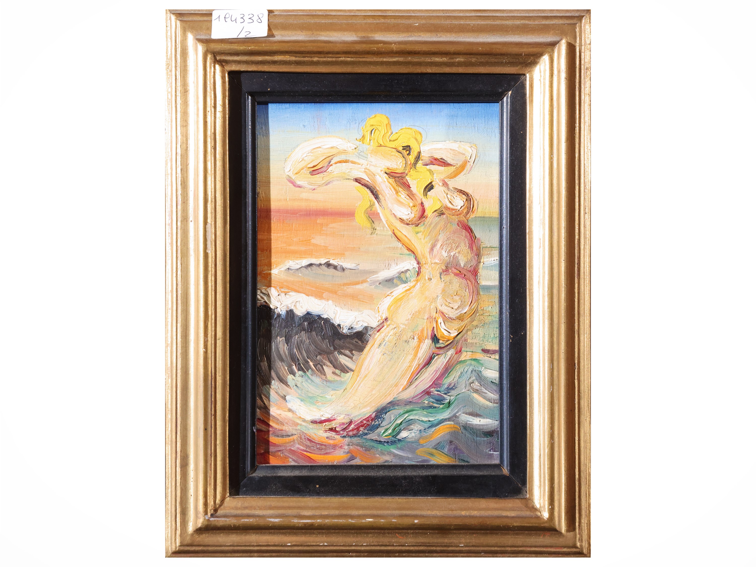 Bruno Chiarini - Paesaggio alberato con figura allegorica, olio su tela e tavoletta