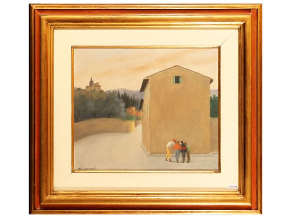 A glimpse of a Florentine street with figures