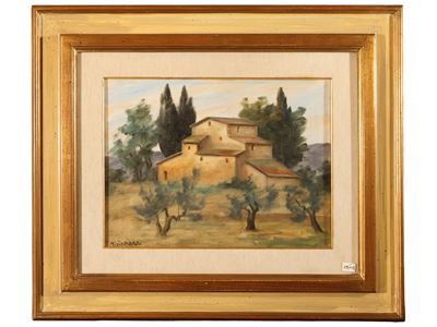 Casale nella campagna toscana (olio su tela)