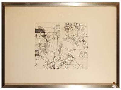 Mino Maccari / Giuliano Pini / Aligi Sassu / Ernesto Treccani, Raccolta di quattro incisioni e li...