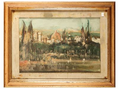 Veduta di Firenze, olio su tela