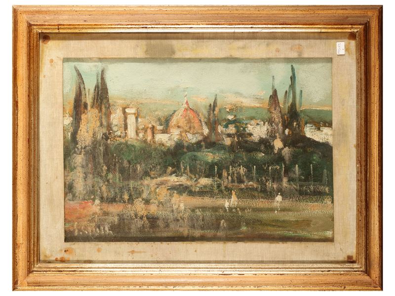 Emanuele Cappello - Veduta di Firenze, olio su tela