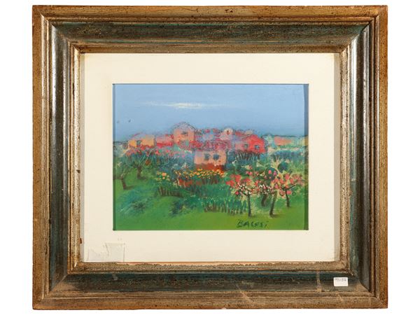 Manlio Bacosi : Paesaggio toscano  - Asta Toscana d'autore - Maison Bibelot - Casa d'Aste Firenze - Milano