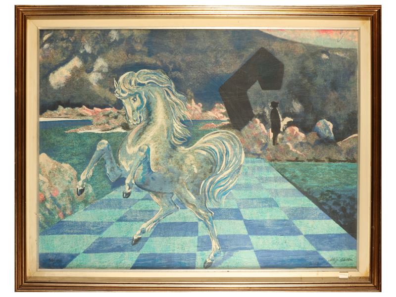 Aligi Sassu - Paesaggio con cavallo