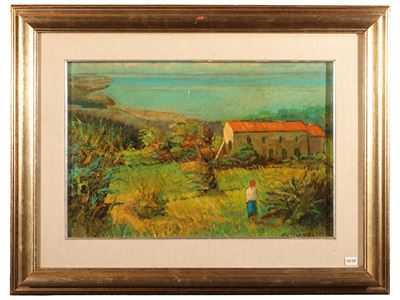 Paesaggio marino con figure