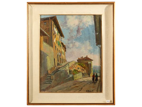 A view of a village with figures