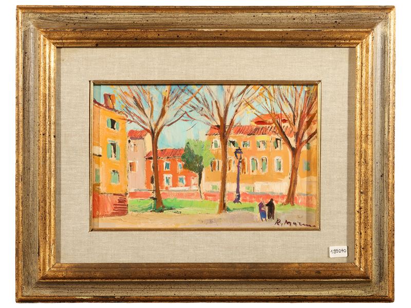 Rodolfo Marma - Piazzetta - Venezia, olio su tavoletta