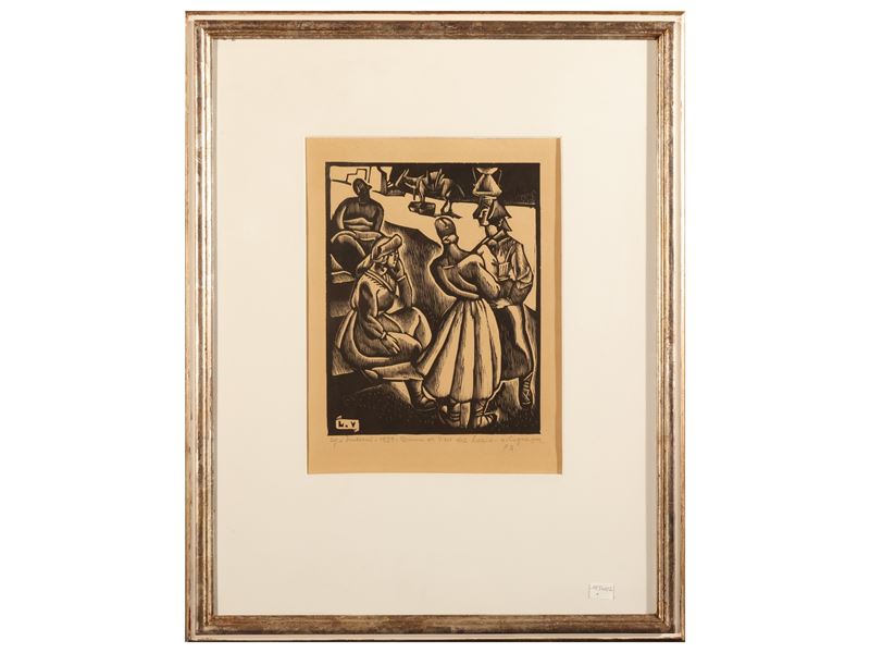 Ugo Lucerni - Donne di Vico del Lazio (xilografia in cornice)
