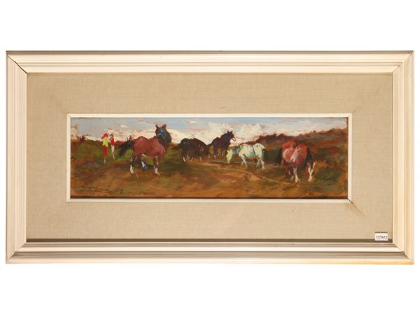Basso Ragni : Horses 1972  - Auction Tuscan Masters - Maison Bibelot - Casa d'Aste Firenze - Milano