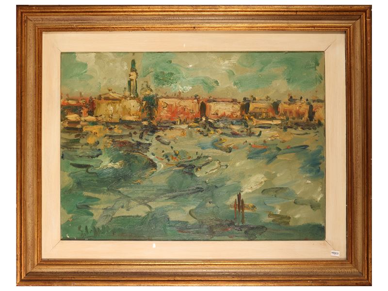 Emanuele Cappello - Veduta di Venezia (olio su tela)
