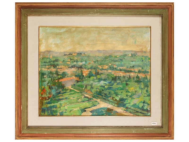 Carlo Capanni - Paesaggio toscano, olio su tela