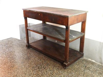 Console Impiallacciata in Piuma di Mogano