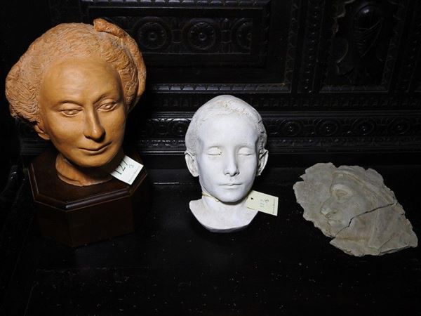Three terracotta and gypsum sculptures