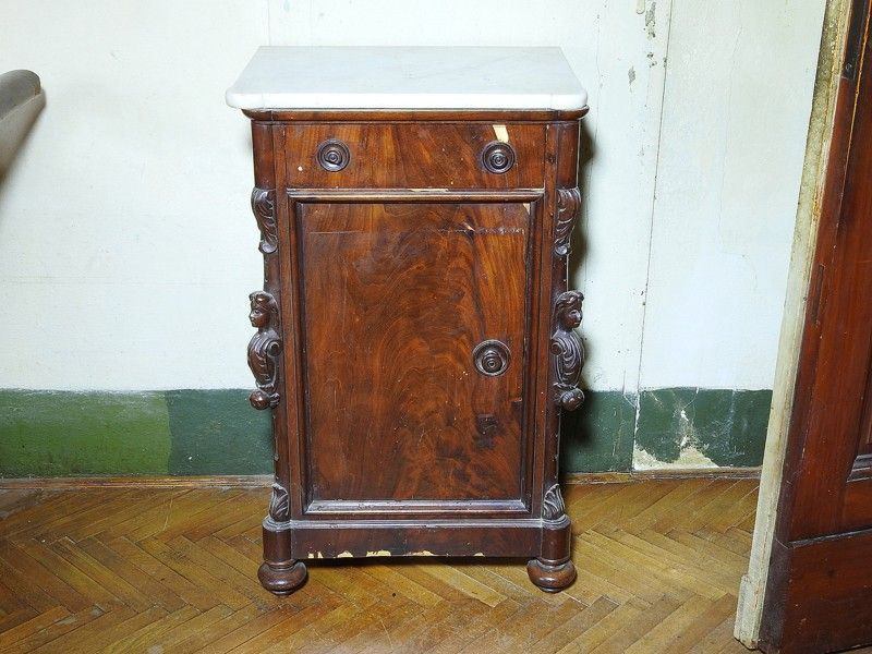 Comodino Impiallacciato in Piuma di Noce
