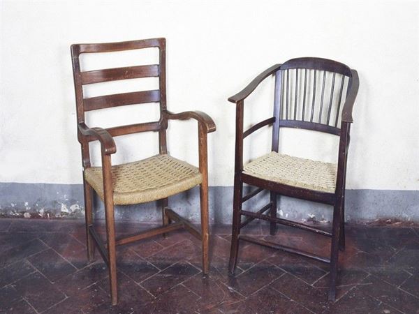 Two Walnut Armchairs, first half of 19th Century