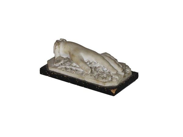 Tuscan School of mid 19th Century, Female Hand with Bracelet, alabaster sculpture