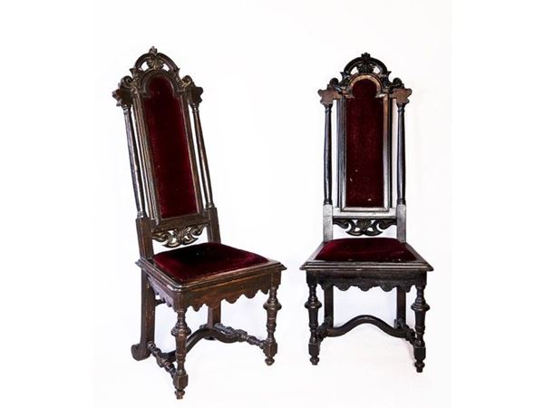 Pair of Walnut Chairs, 17th Century