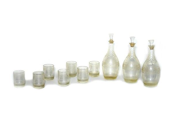A Set of Seven Crystal Glasses, late 19th Century