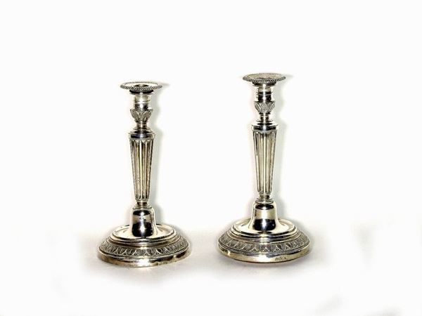 Pair of Silver Candelabra, Tuscany, mid 19th Century