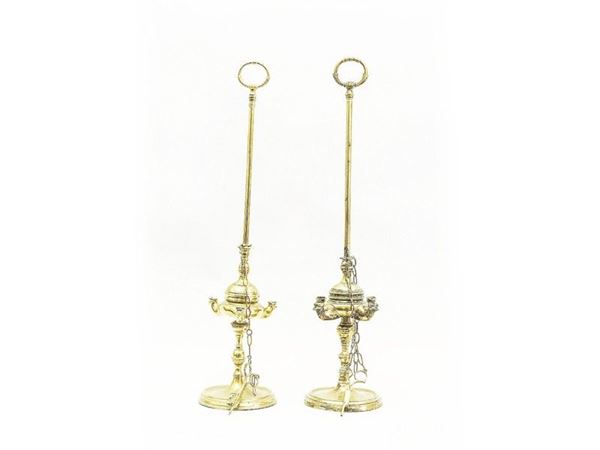 Pair of Brass Oil Lamps