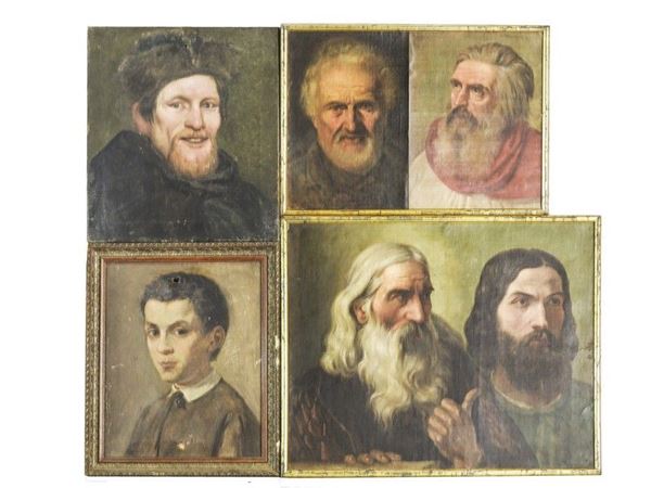 Portraits of Men, four oils on canvas
