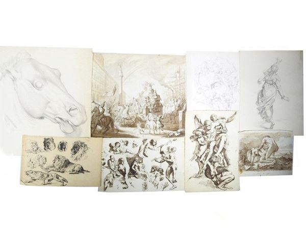 Collection of Drawings, 19th Century, mixed media on paper