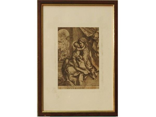 Madonna with Child and Saint Joseph, engraving
