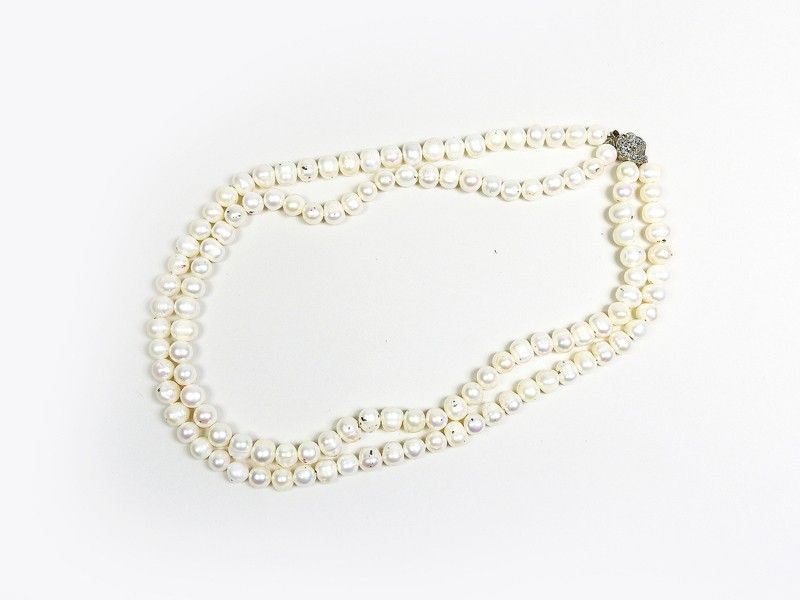 Collana a Due Fili in Perle D'acqua Dolce