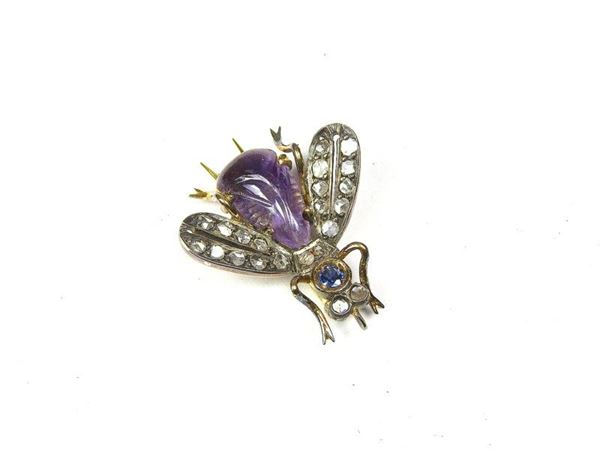 Fly Brooch with Amethyst and Diamonds