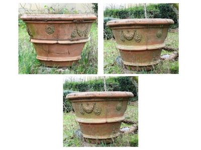 Tre Conche da Giardino in Terracotta