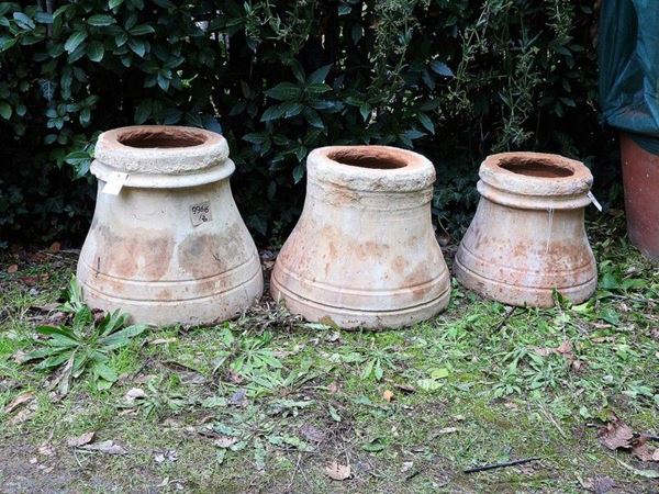 Three Terracotta Planter Vase Basis