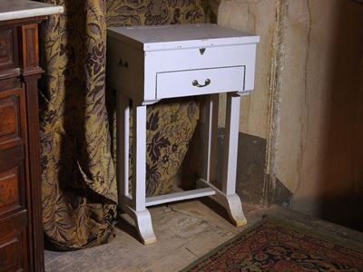 Tavolino da Toilette in Legno Laccato Bianco