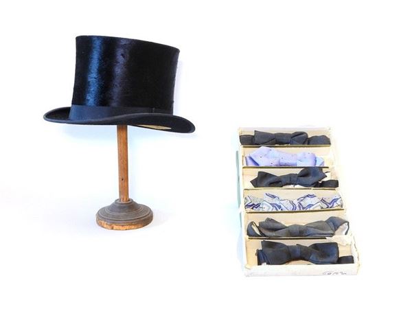Top Hat early 20th Century and Six Silk Bow Ties