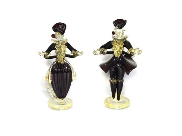 Blown Glass Figures of a Lady and a Gentleman
