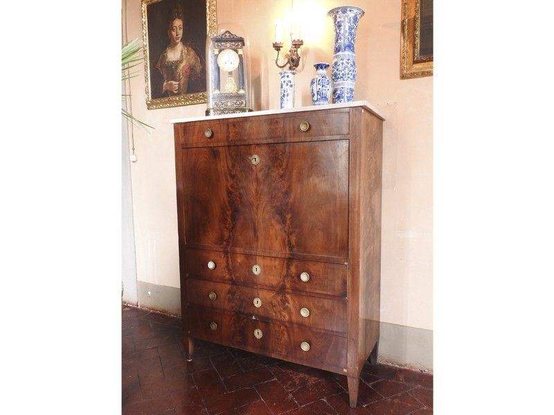Secretaire Impiallacciato in Piuma di Noce