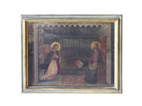 Florentine School of 17th Century, Annunciation, tempera on panel and gold leaf