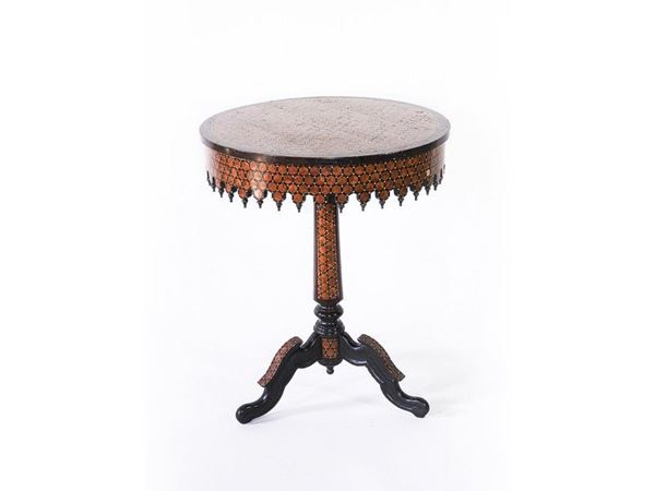 Rosewood Veneered Round Marquetry Table, mid 19th Century