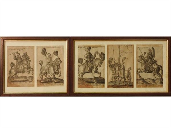 Diversarum gentium armatura equestris, set of five engravings