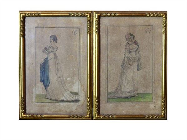 Fashion Figures late18th/early 19th Century, twenty watercoloured engravings