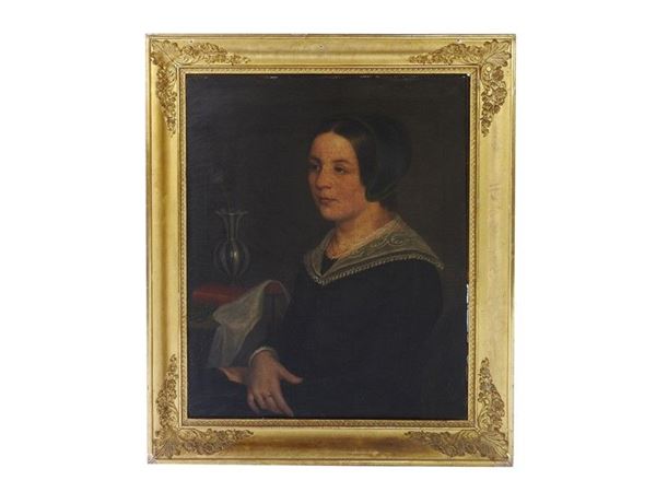 Lombard School of mid 19th Century, Portrait of a Noblewoman, oil on canvas