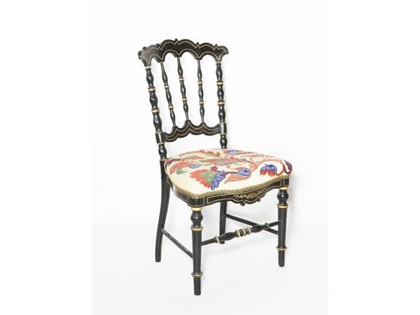 Ebonized Wooden Chiavari Chair, 19th Century