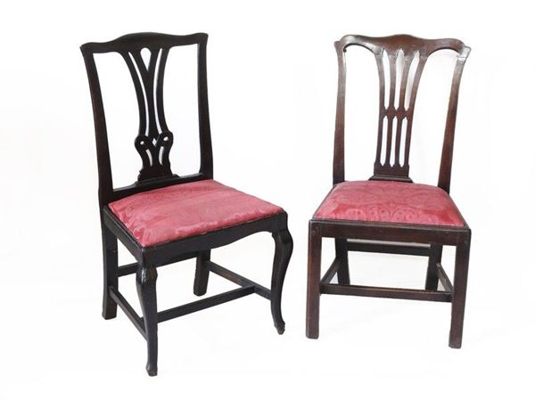 Two Ebonized Wooden Chairs
